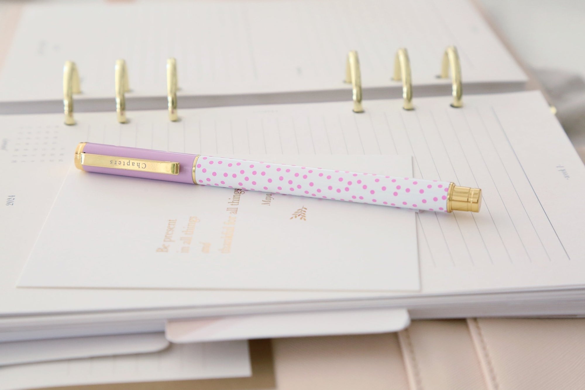 Premium Roller Pen, Lilac Polka