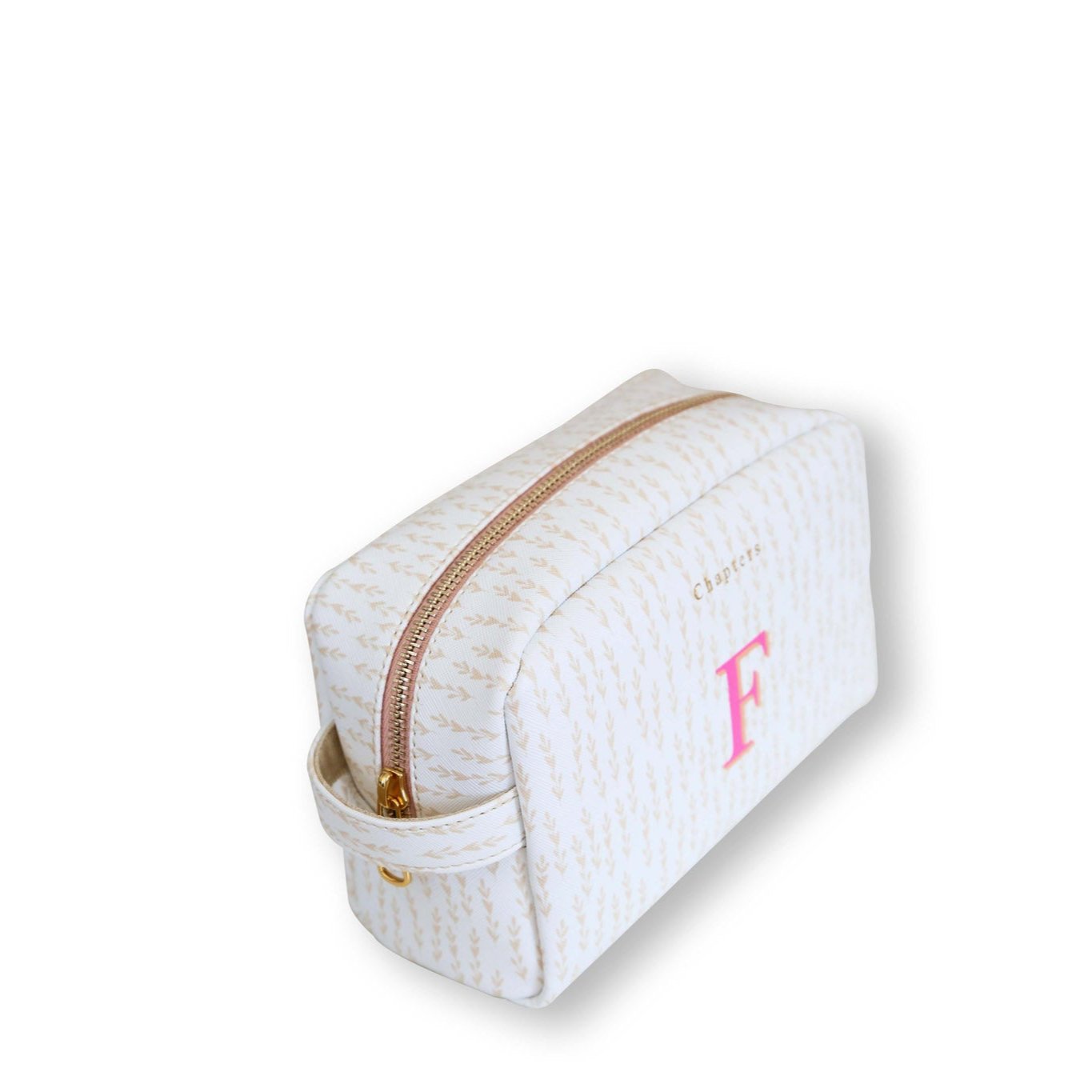 Toiletry Bag, White Leaves