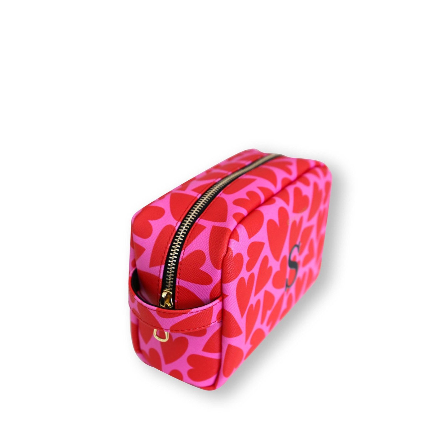 Toiletry Bag, Pink & Red Hearts