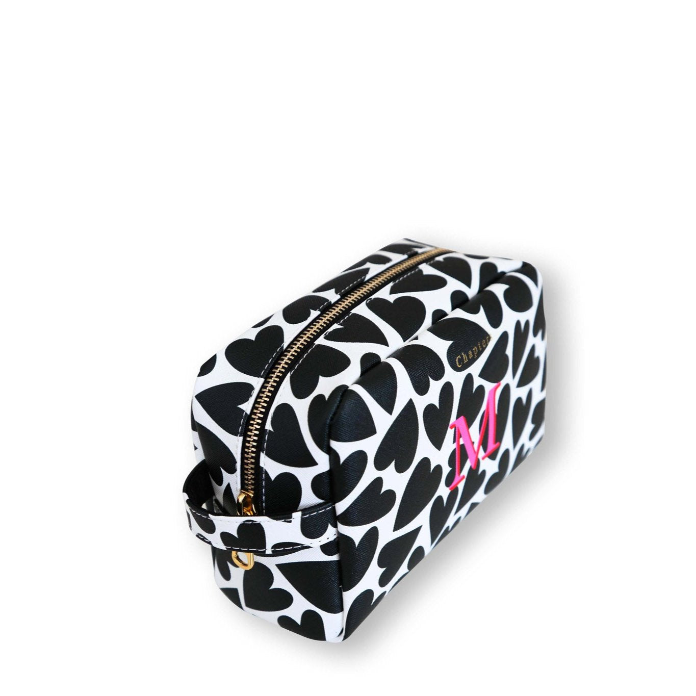 Toiletry Bag, Black & White Hearts