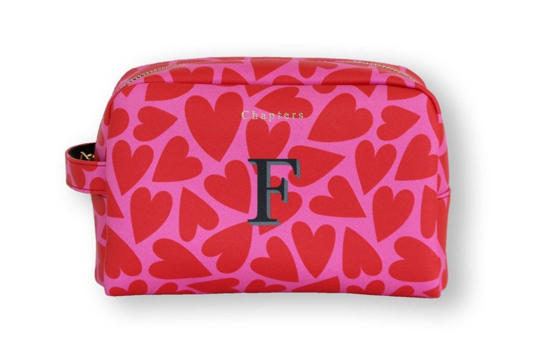 Toiletry Bag, Pink & Red Hearts