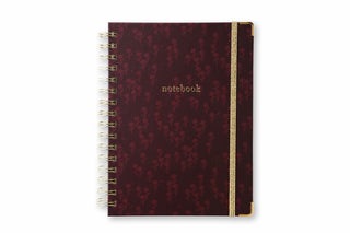 Spiral Notebook, Merlot Flowers