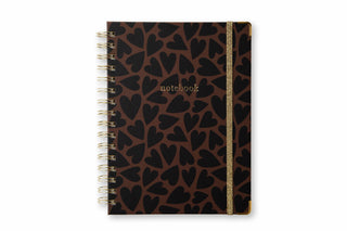 Spiral Notebook, Black&Brown Hearts