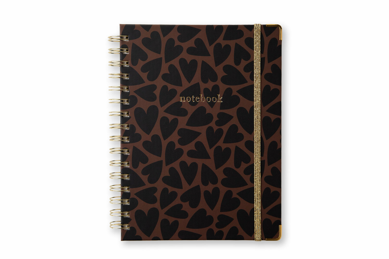 Spiral Notebook, Black&Brown Hearts