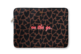Laptop Case, Black & Brown Hearts - On The Go