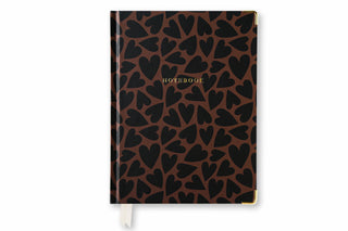 Hardcover Notebook, Black & Brown Hearts