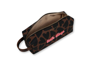 Pencil Case, Black & Brown Hearts