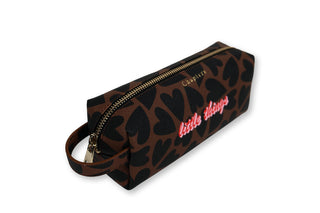 Pencil Case, Black & Brown Hearts