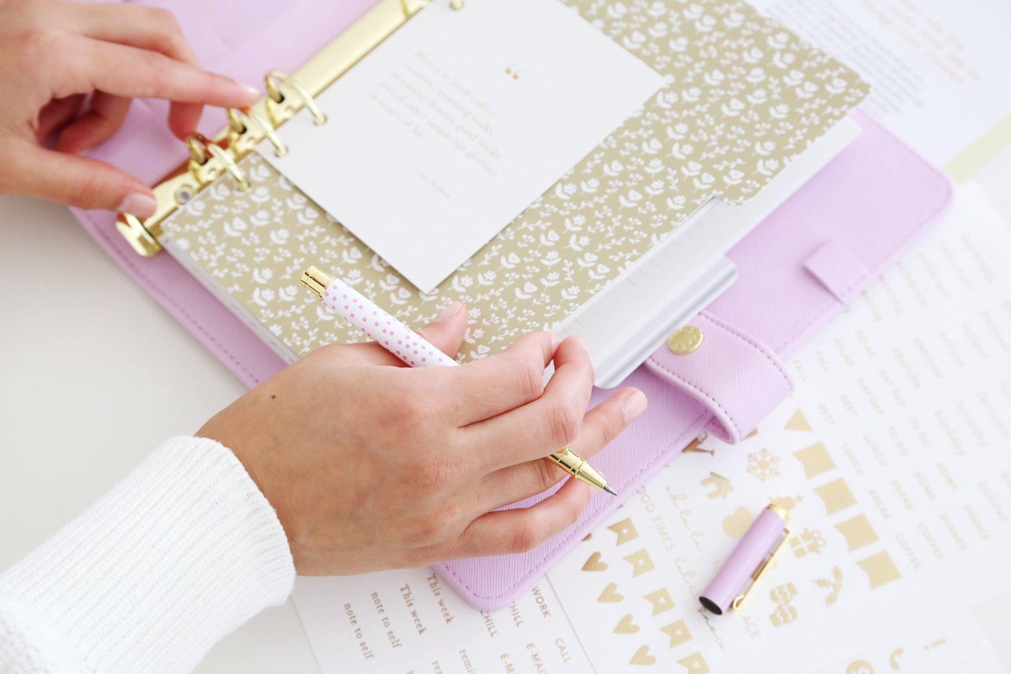 A5 Undated Planner, Lilac Polka