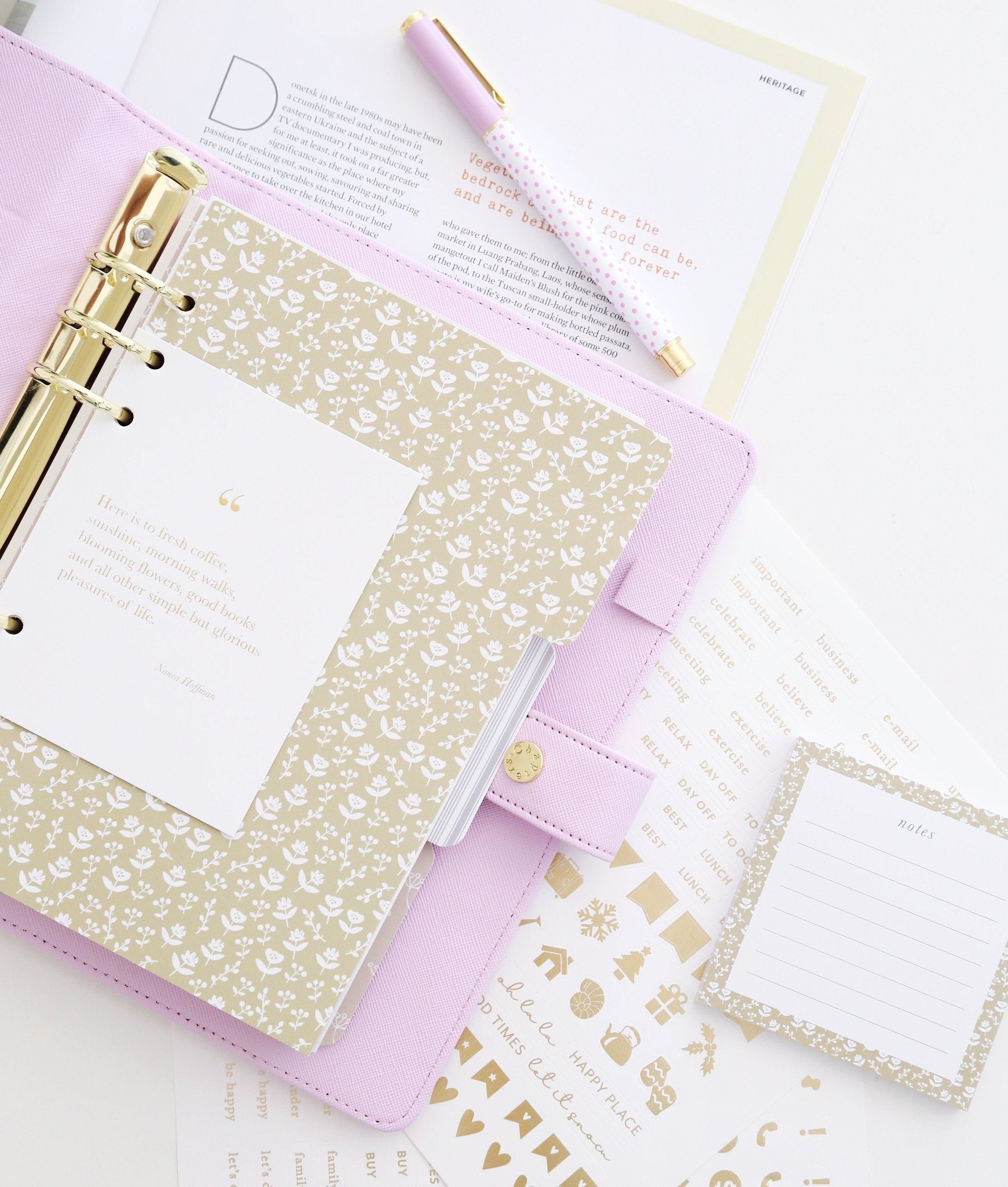 A5 Undated Planner, Lilac Polka