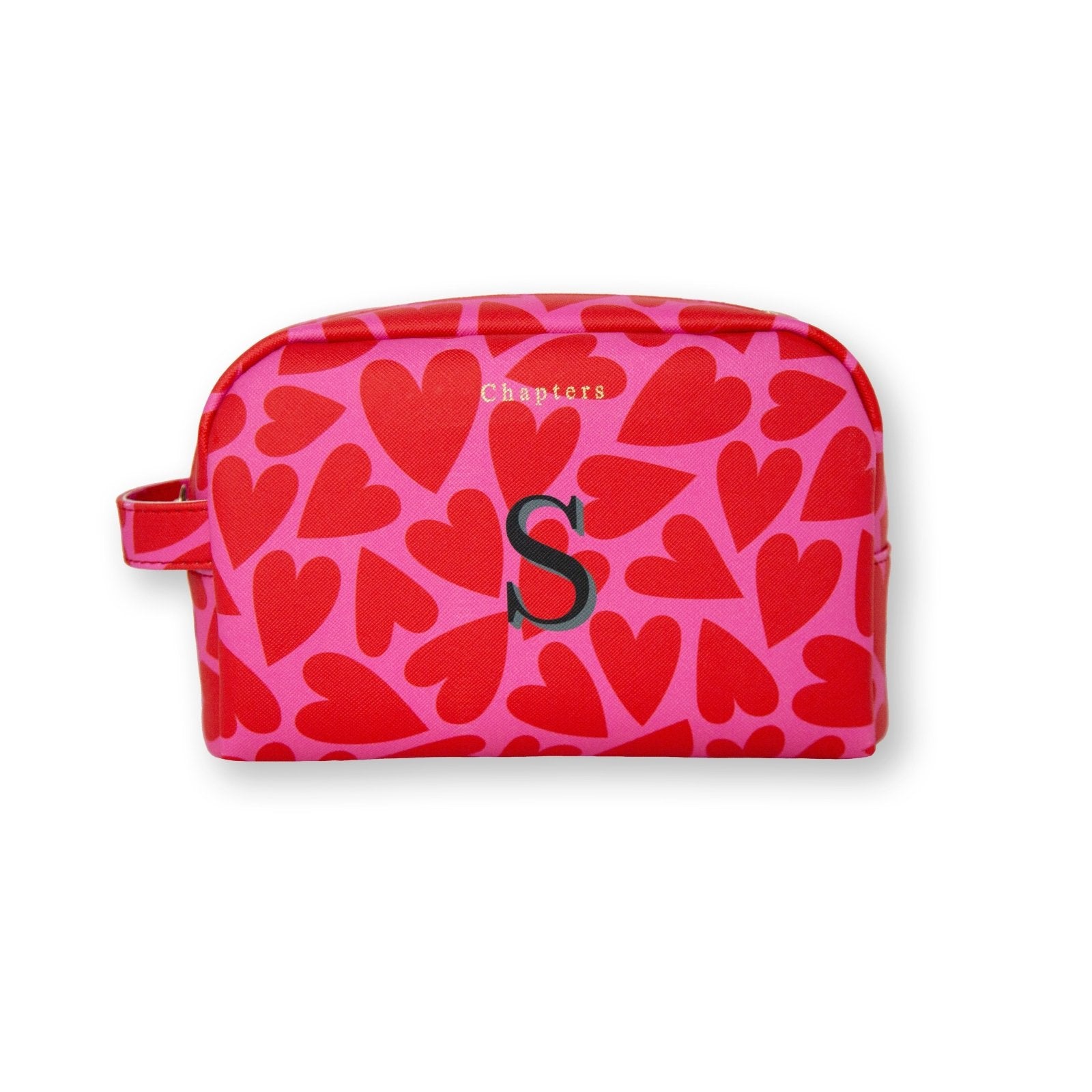 Toiletry Bag, Pink & Red Hearts