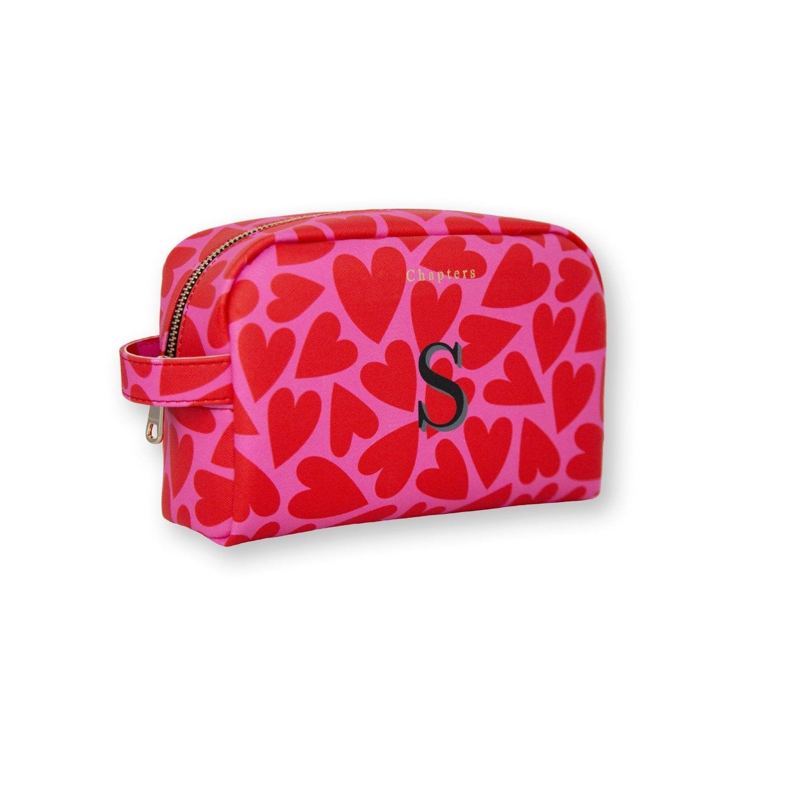 Toiletry Bag, Pink & Red Hearts
