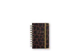 Mini Spiral Notebook, Black&Brown Hearts