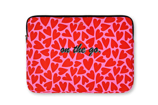 Laptop Case, Pink & Red Hearts - On The Go