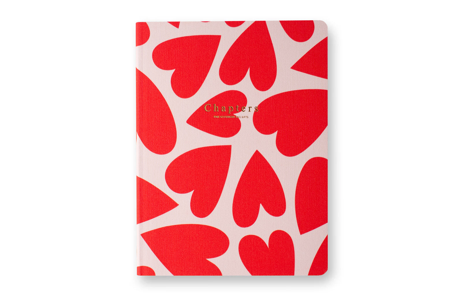 Canvas Notebook, Pale Pink & Red Hearts