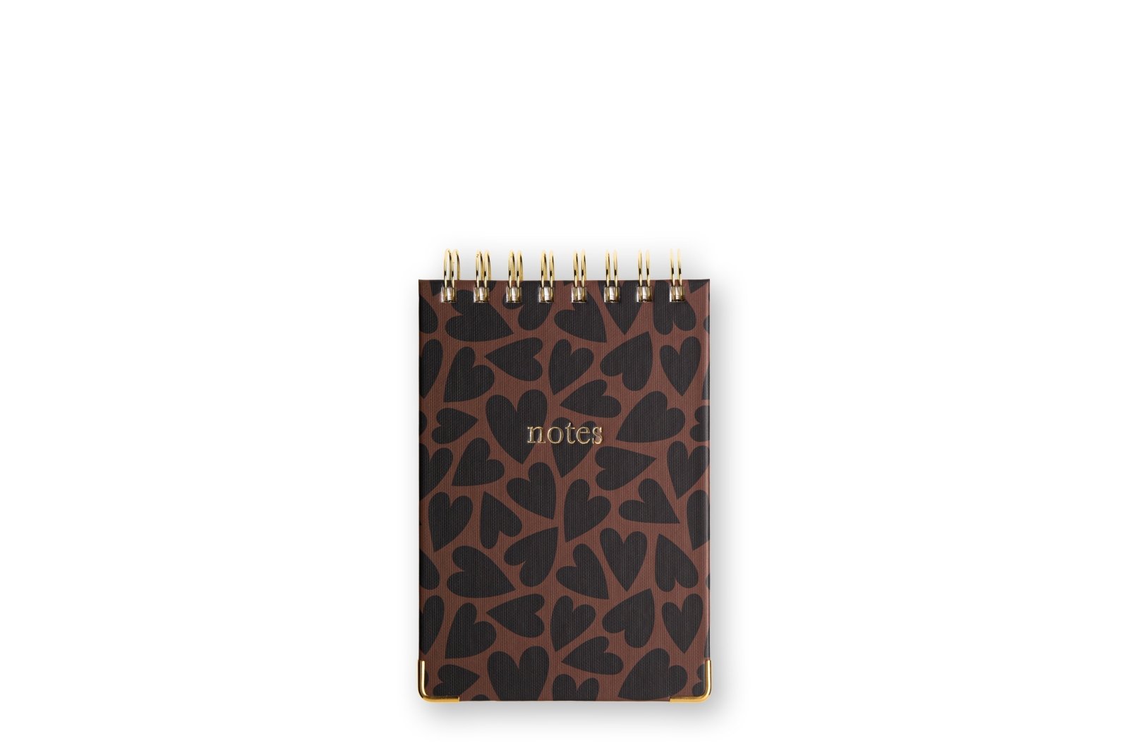 Spiral Notepad, Black&Brown Hearts