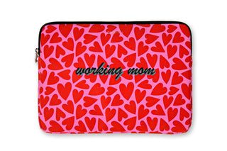 Laptop Case, Pink & Red Hearts - Working Mom