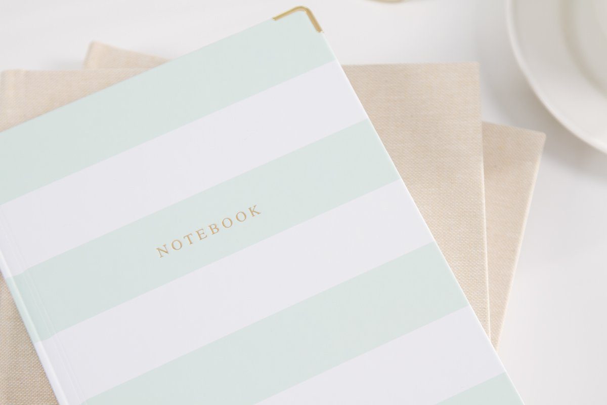 Notebook, Mint & White