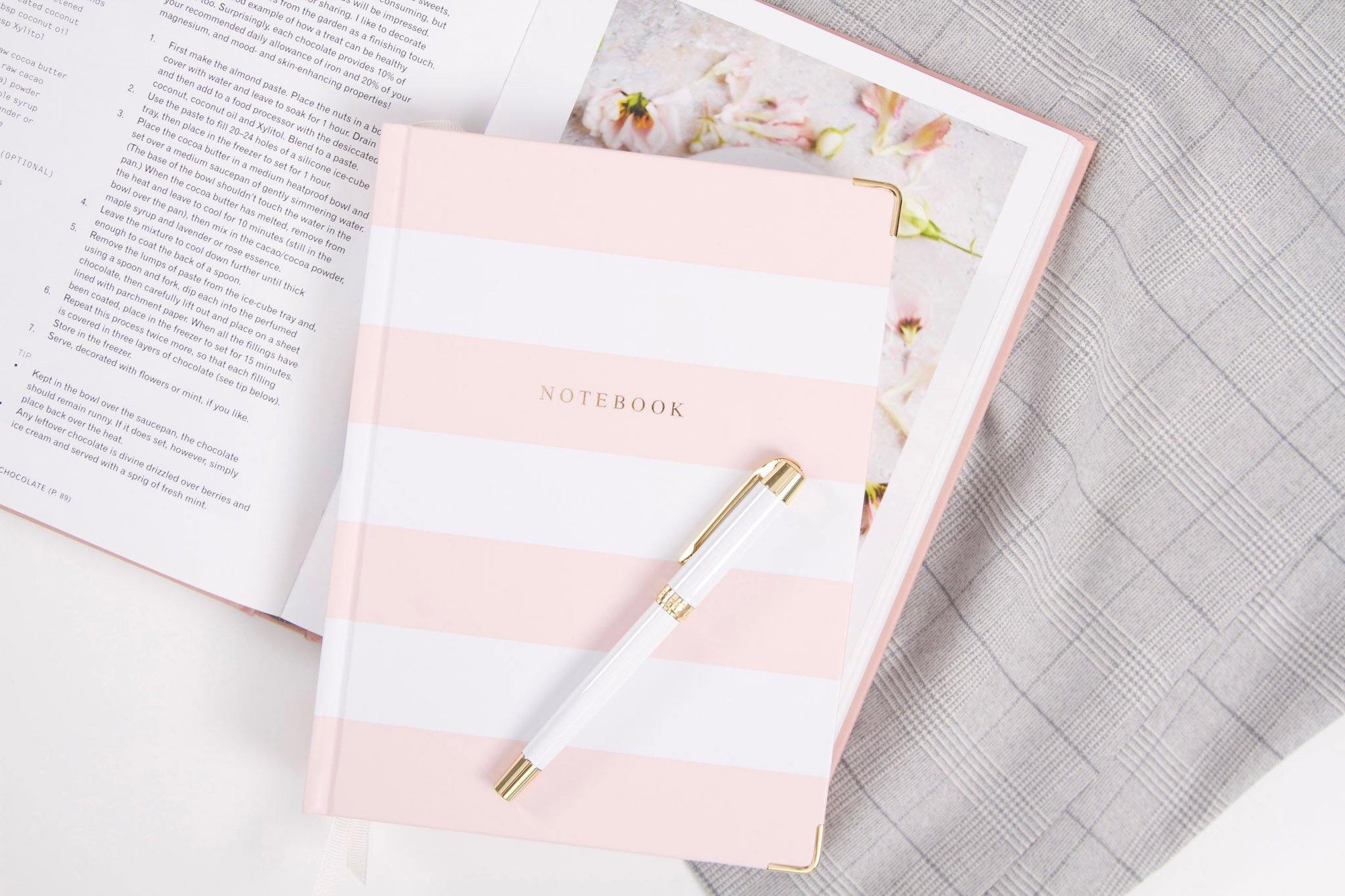 Notebook, Pink & White